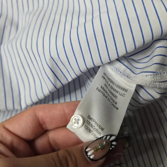 Veronica Beard Jeans Pinstripe Button Down Shirt - Picture 6 of 6